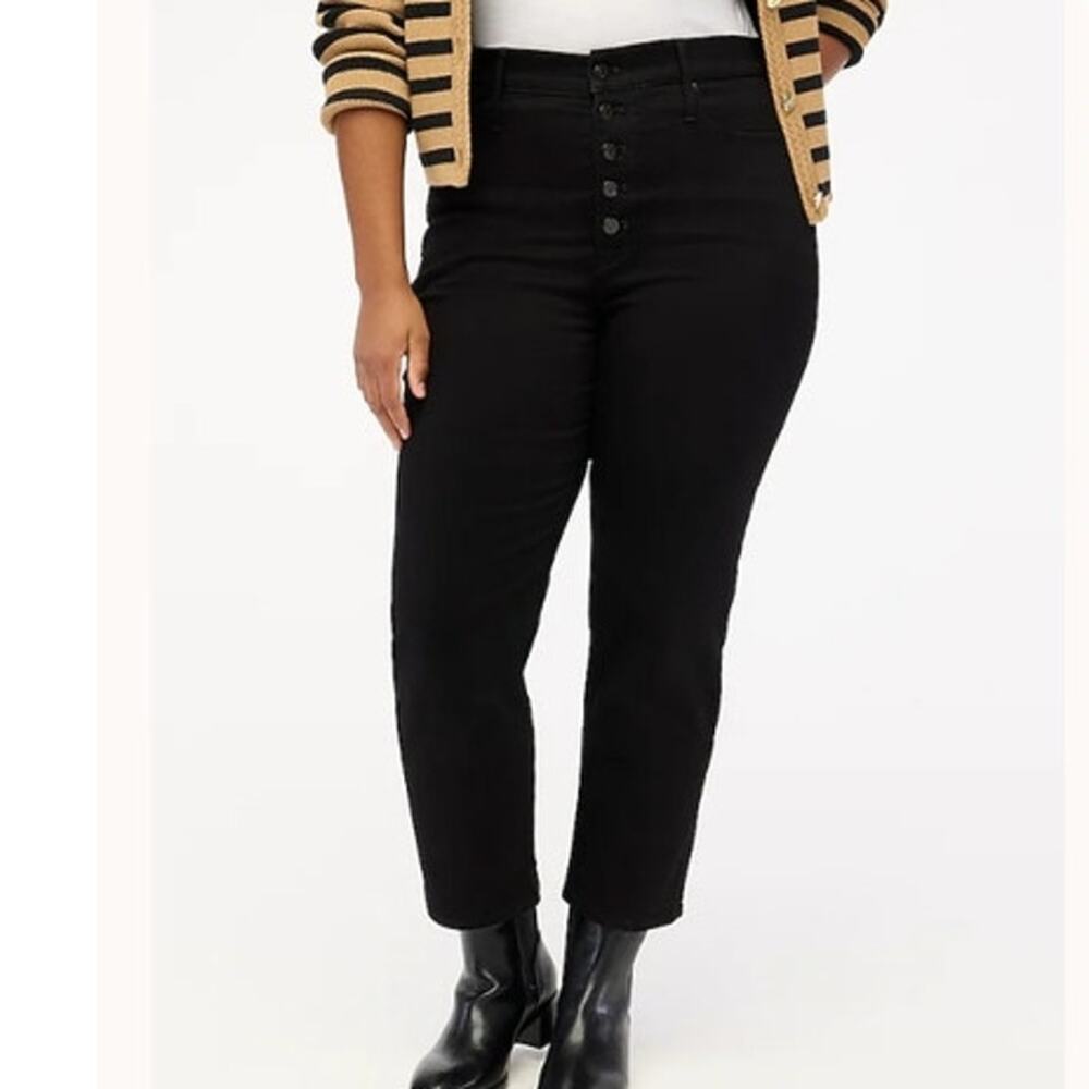 NWT J. Crew Petite Black Stovepipe Straight Jean In Signature Stretch Black 31
